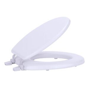 Standard Wood Soft Adjustable Hinges Toilet Seat with Close Lid, White